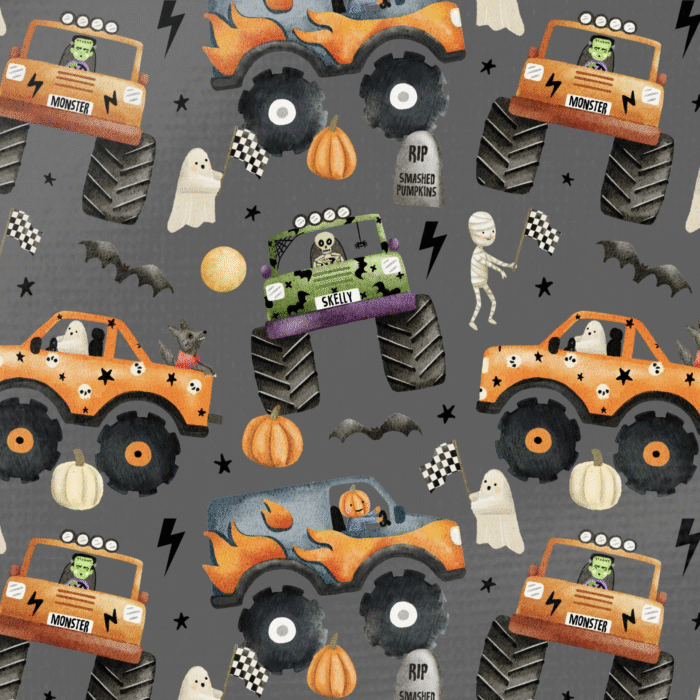 Tissu Imprimé Halloween Monster Truck, 10 tissus au choix