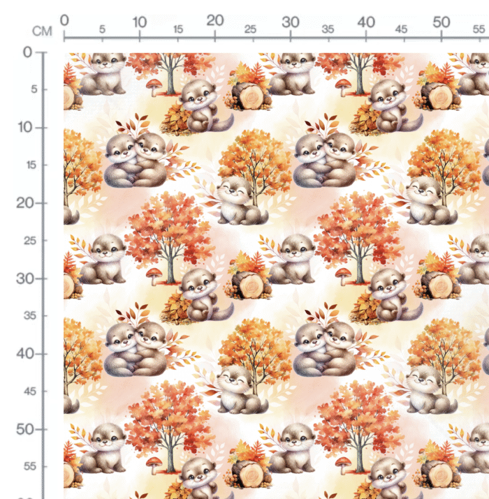 Tissu Imprimé Automne Loutre Mignonne, 11 tissus au choix – Image 2