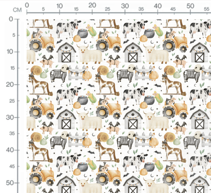 Tissu Imprimé Halloween Animaux de la Ferme, 10 tissus au choix – Image 2