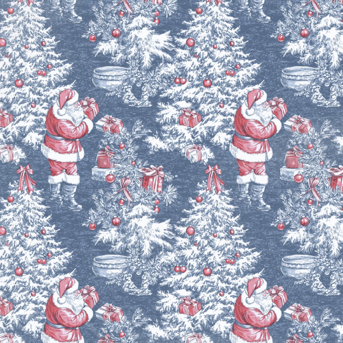 Tissu Noel Bleu Toile de Jouy, 11 tissus au choix