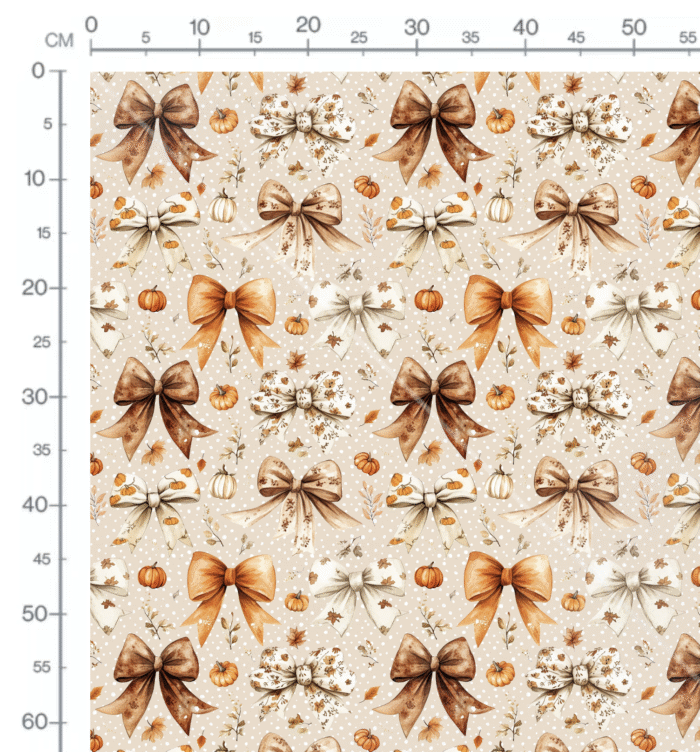 Tissu Imprimé Automne Noeud Papillon Citrouille, 11 tissus au choix – Image 2