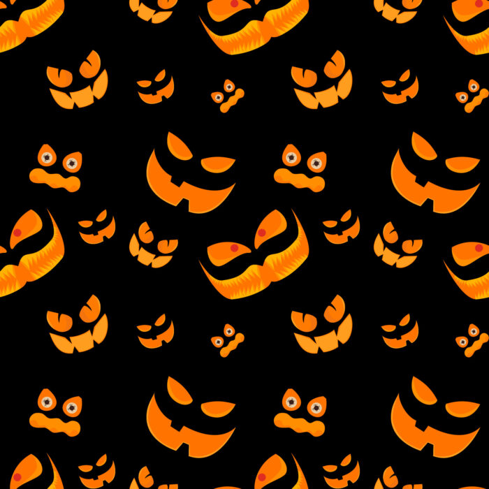Tissu Imprimé Halloween Noir Sourire, 10 tissus au choix