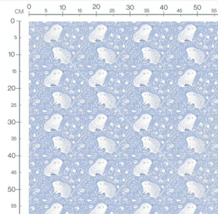 Tissu Inspiration Toile de Jouy Hérisson Bleu, 11 tissus au choix – Image 2
