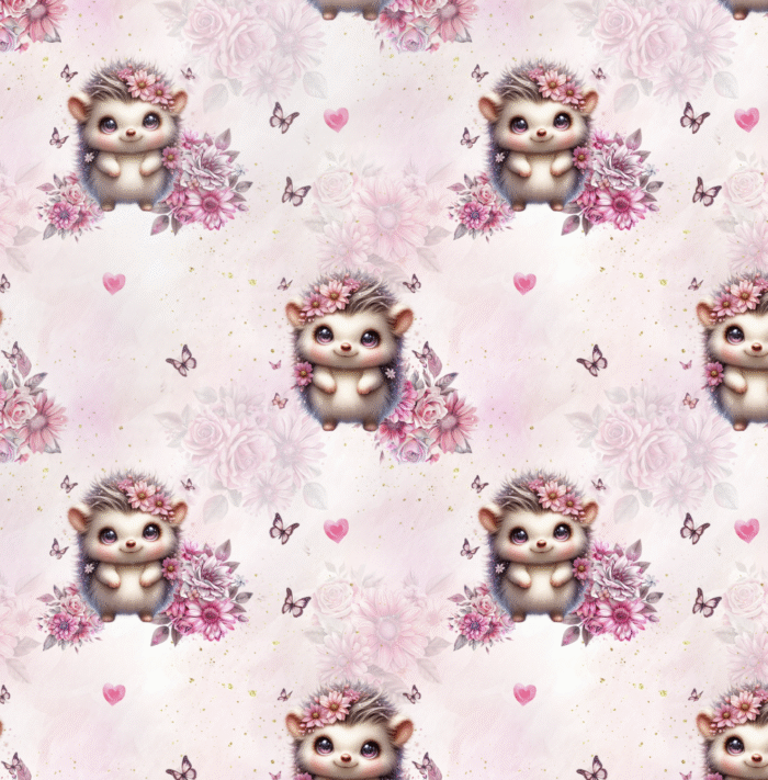 Tissu Imprimé Hérisson Mignon Rose, 10 tissus au choix