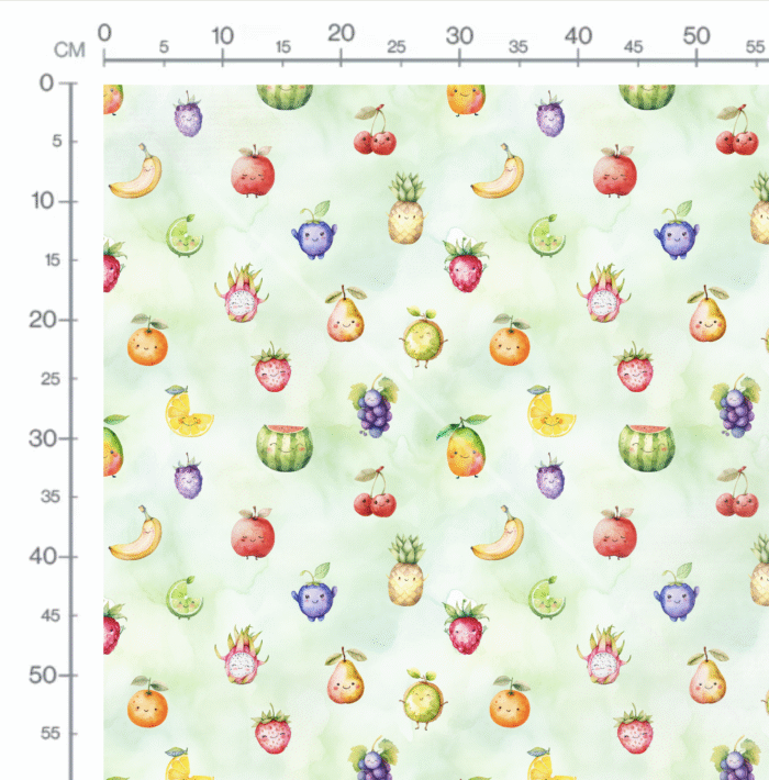 Tissu Exclusif Fruits Joyeux Vert, 11 tissus au choix – Image 2