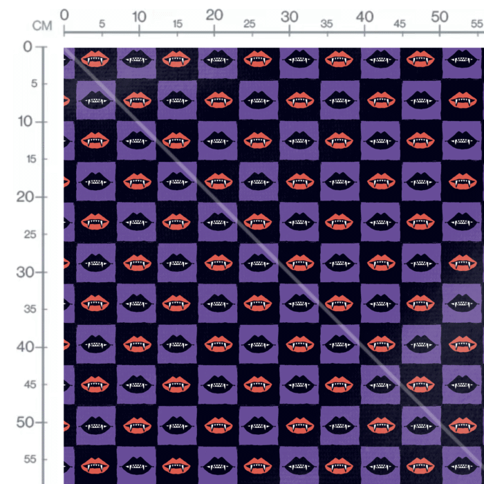Tissu Imprimé Halloween Damier Vampire, 10 tissus au choix – Image 2