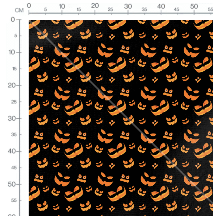 Tissu Imprimé Halloween Noir Sourire, 10 tissus au choix – Image 2