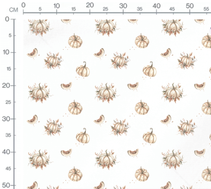 Tissu Imprimé Automne Citrouille Boho Blanc, 11 tissus au choix – Image 2