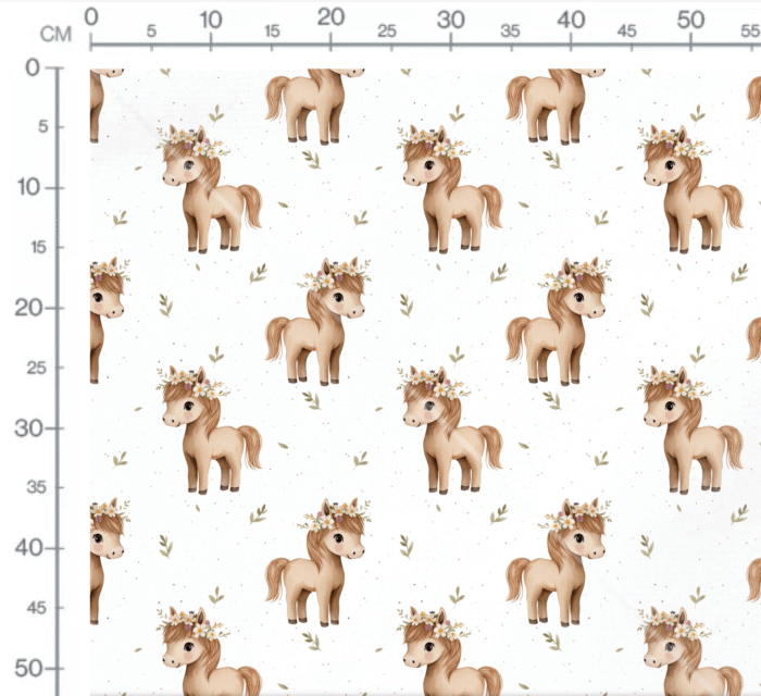 Tissu Imprimé Cheval Couronne de Fleurs, 11 tissus au choix – Image 2