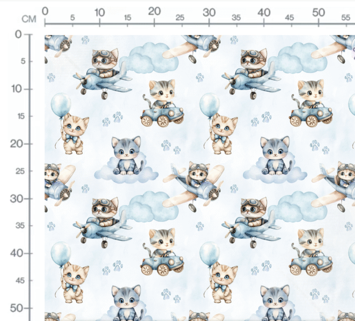 Tissu Exclusif Chats Ciel Bleu, 11 tissus au choix – Image 3
