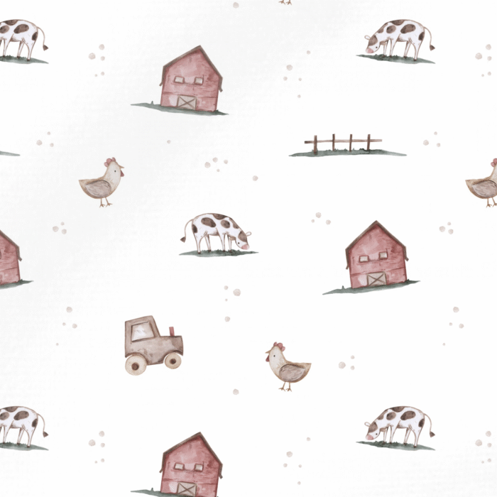 Tissu Imprimé Animaux de la Ferme Minimaliste, 10 tissus au choix