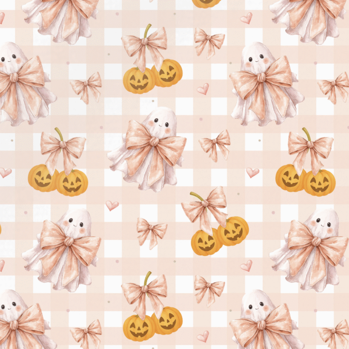 Tissu Imprimé Halloween Vichy Rose, 10 tissus au choix