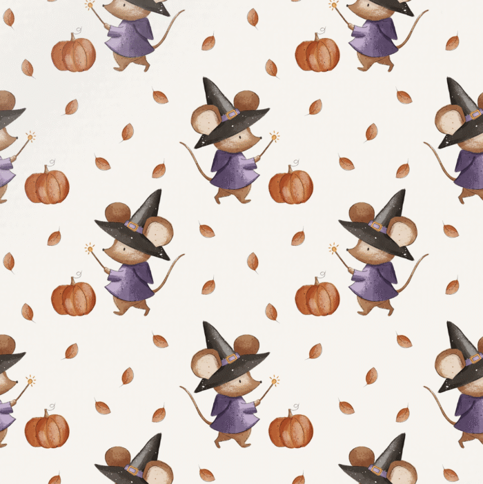 Tissu Imprimé Halloween Souris Creme, 10 tissus au choix