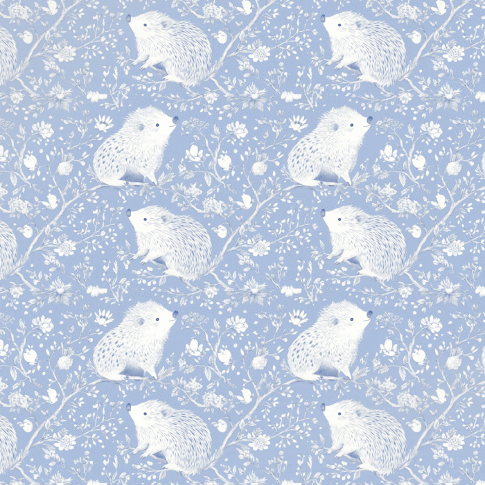 Tissu Inspiration Toile de Jouy Hérisson Bleu, 11 tissus au choix