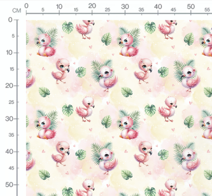 Tissu Imprimé Flamant Rose Mignon Feuilles, 11 tissus au choix – Image 2