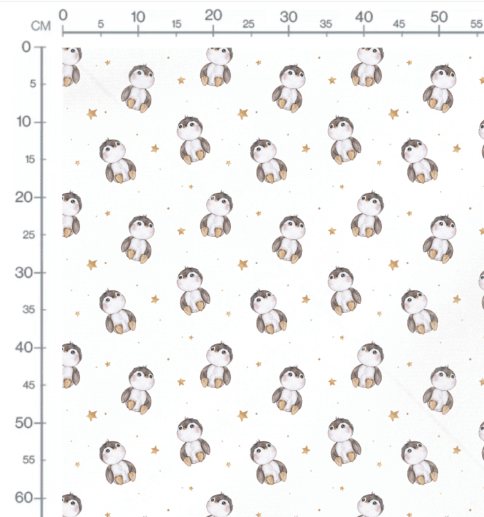 Tissu Imprimé Pingouin Mignon Etoiles, 10 tissus au choix – Image 2