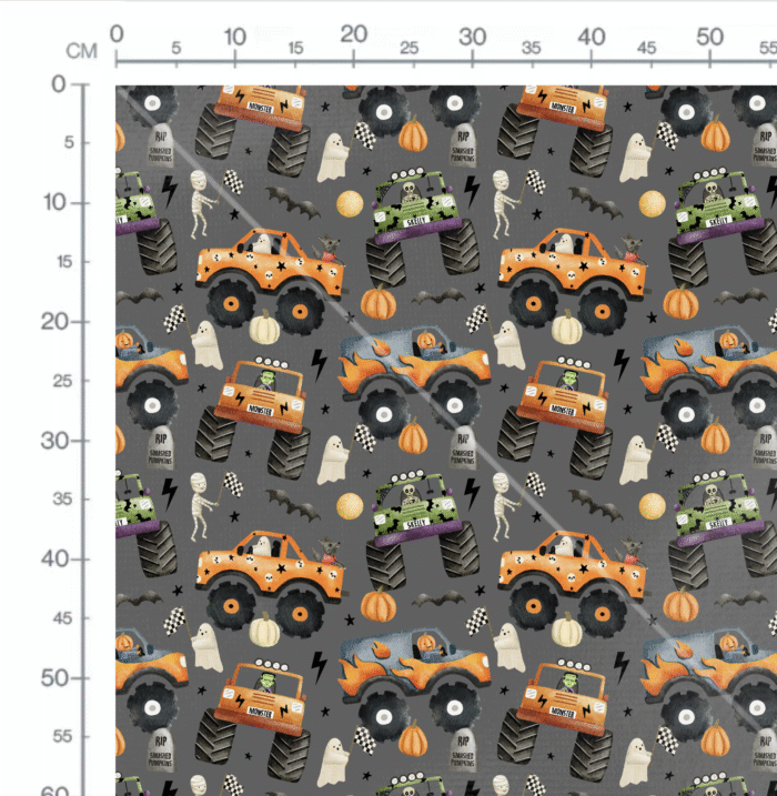 Tissu Imprimé Halloween Monster Truck, 10 tissus au choix – Image 2