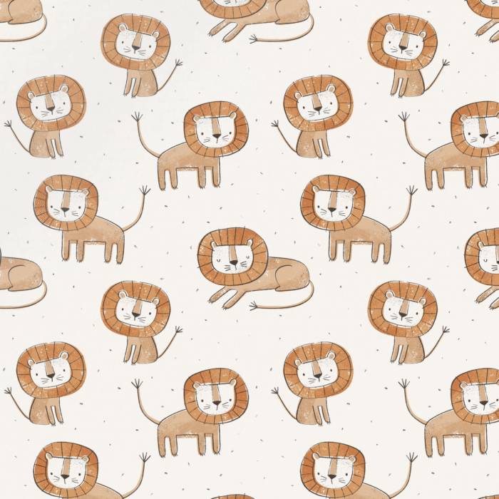 Tissu Imprimé Lion Dessin Crème, 11 tissus au choix
