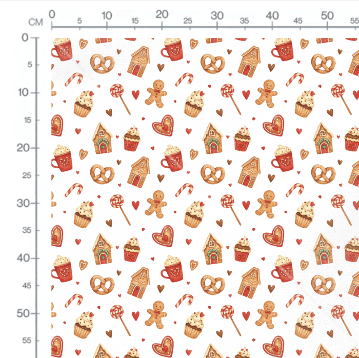 Tissu Imprimé Noel Gourmandises Coeurs, 10 tissus au choix – Image 2