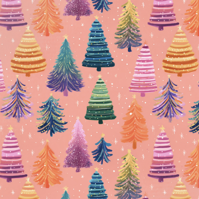 Tissu Imprimé Arbres de Noel Multicolores, 11 tissus au choix