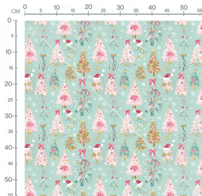 Tissu Imprimé Arbres de Noel Menthe, 11 tissus au choix – Image 2