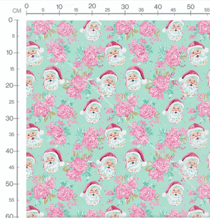 Tissu Imprimé Noel Fleurs Menthe, 11 tissus au choix – Image 2