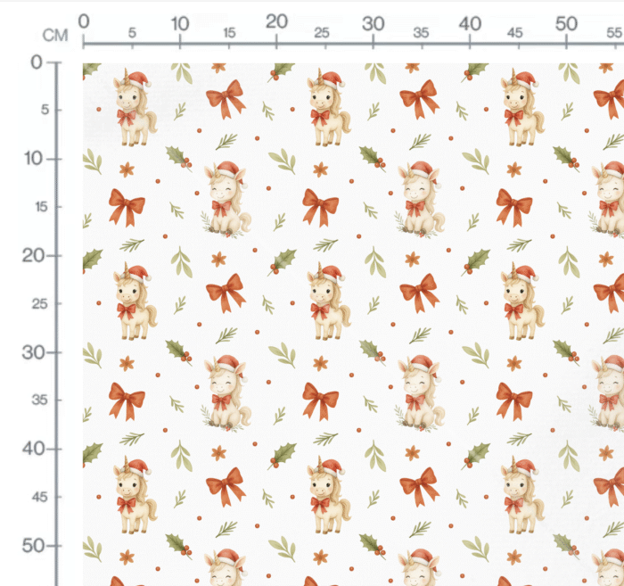 Tissu Imprimé Licorne Noel Houx Blanc, 11 tissus au choix – Image 2