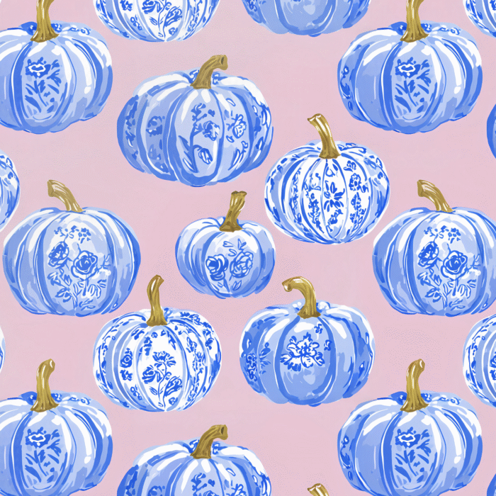 Tissu Imprimé Citrouille Porcelaine Rose, 10 tissus au choix