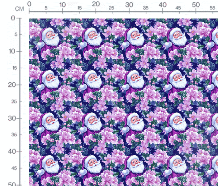 Tissu Imprimé Père Noel Fleurs Violet, 11 tissus au choix – Image 2