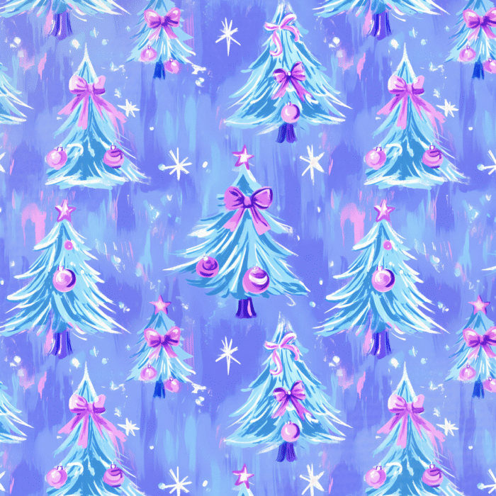 Tissu Imprimé Noel Sapin Aquarelle Violet, 11 tissus au choix