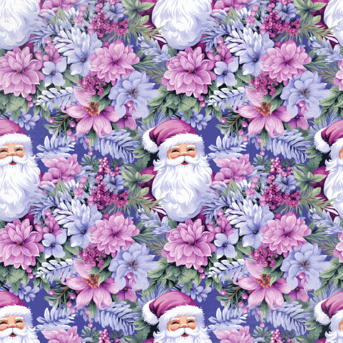 Tissu Imprimé Noel Fleurs Violettes, 11 tissus au choix