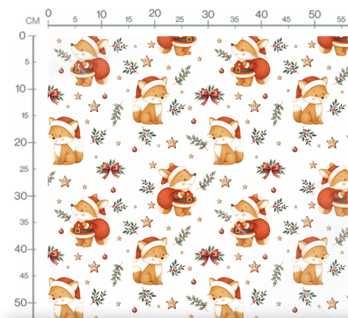 Tissu Imprimé Noel Animaux Renard Mignon, 10 tissus au choix – Image 2