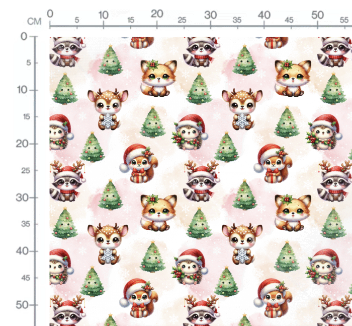 Tissu Imprimé Noel Animaux Mignons Foret, 10 tissus au choix – Image 2