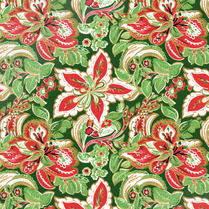 Tissu Imprimé Noel Fleurs Paisley Vert, 11 tissus au choix