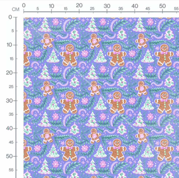 Tissu Imprimé Noel Pain d'Epices Violet, 11 tissus au choix – Image 2