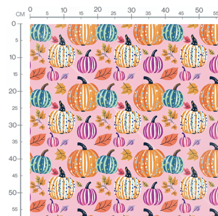 Tissu Imprimé Citrouille Aquarelle Rose, 10 tissus au choix – Image 2