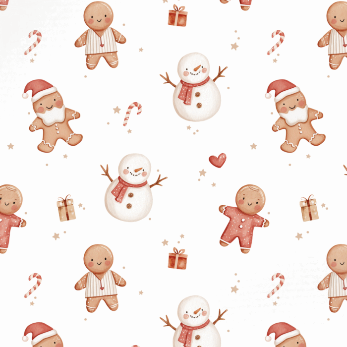 Tissu Imprimé Noel Pain d'Epices Coeur, 10 tissus au choix