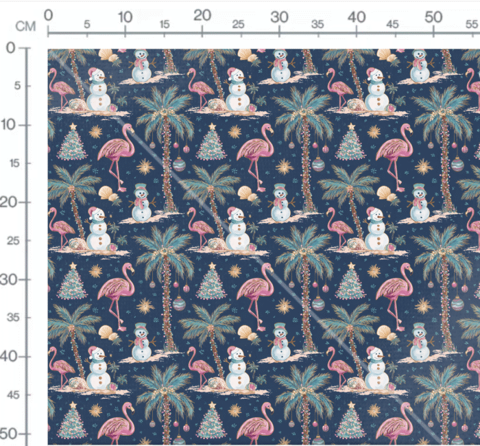 Tissu Imprimé Noel Flamant Rose Palmier, 11 tissus au choix – Image 2