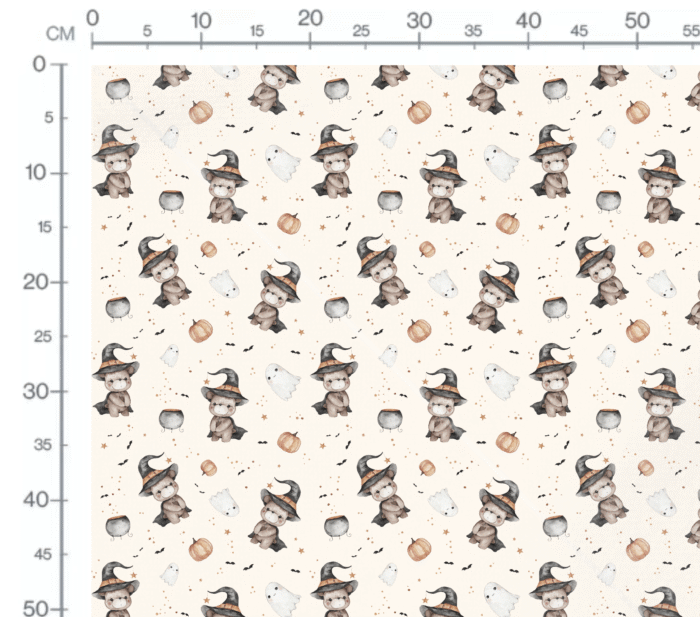 Tissu Imprimé Ourson Adorable Halloween Crème, 10 tissus au choix – Image 2