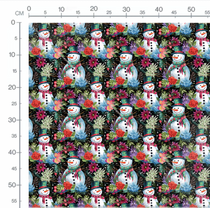 Tissu Imprimé Noel Bonhomme de Neige Fleurs, 11 tissus au choix – Image 2
