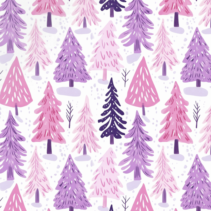 Tissu Imprimé Noel Sapin Rose Violet, 11 tissus au choix