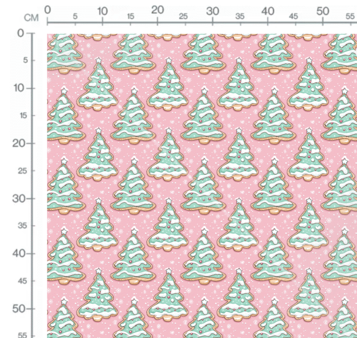 Tissu Imprimé Biscuits de Noel Sapin Rose, 11 tissus au choix – Image 2