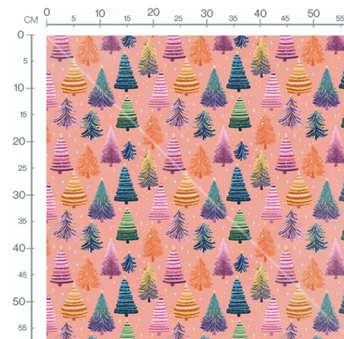 Tissu Imprimé Arbres de Noel Multicolores, 11 tissus au choix – Image 2