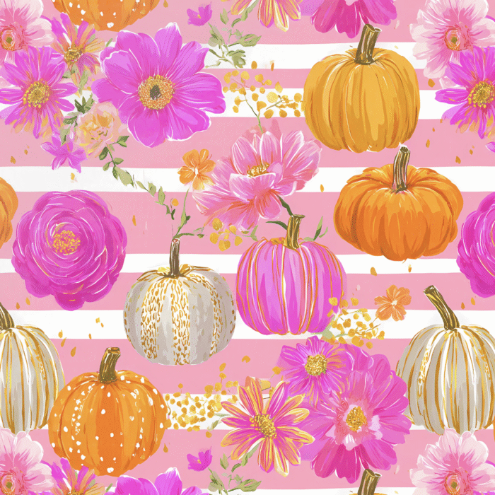 Tissu Imprimé Citrouille Fuchsia Fleurs, 10 tissus au choix