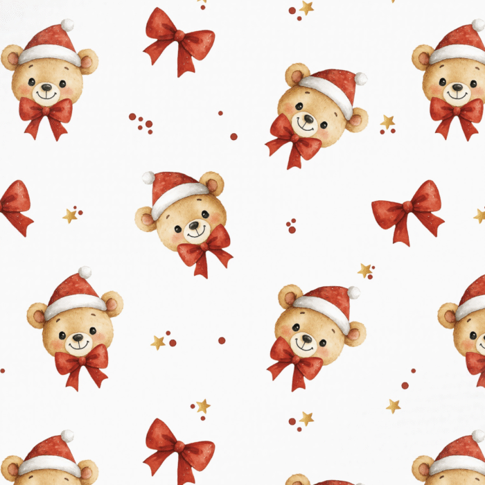 Tissu Imprimé Noel Ourson Mignon Peluche, 10 tissus au choix