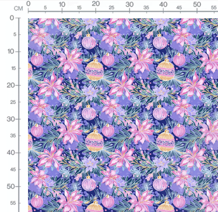 Tissu Imprimé Noel Boules Aquarelle Nuit, 11 tissus au choix – Image 2
