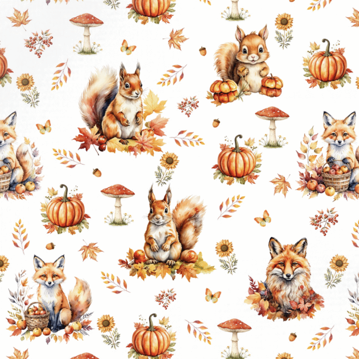 Tissu Imprimé Automne Animaux Cosy, 11 tissus au choix
