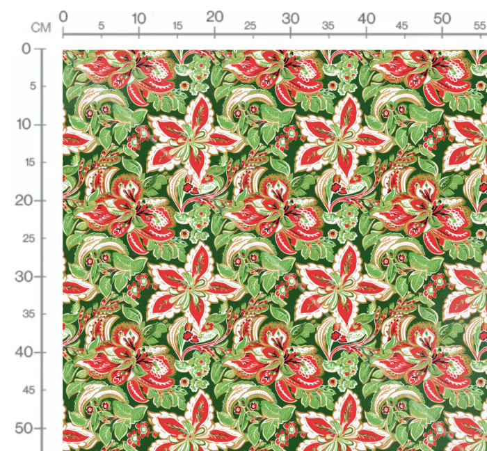 Tissu Imprimé Noel Fleurs Paisley Vert, 11 tissus au choix – Image 2