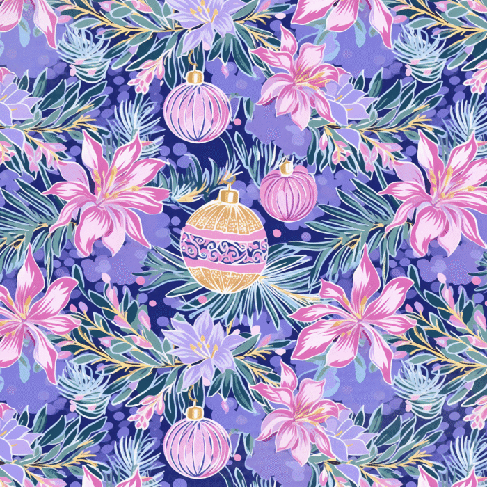 Tissu Imprimé Noel Boules Aquarelle Nuit, 11 tissus au choix