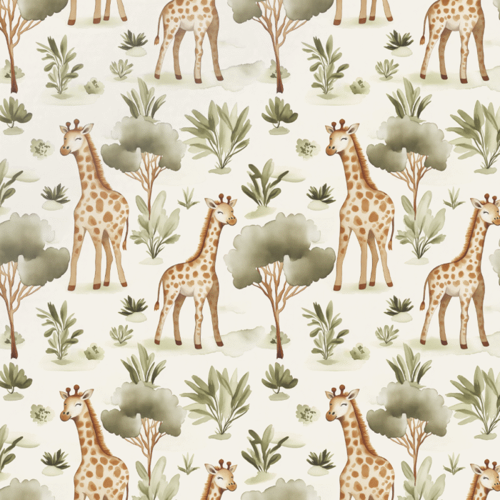 Tissu Imprimé Girafe Feuilles, 10 tissus au choix